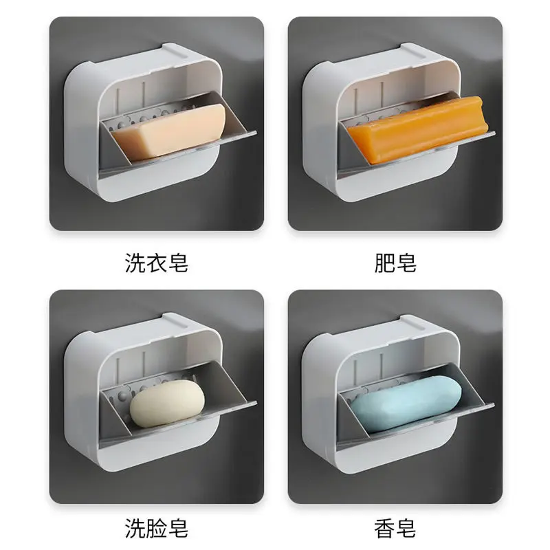 

1PC Bathroom Wall-mounted Soap Holder Shower Soap Box Storage Plate Tray Rack Case Housekeeping Container Organizers