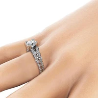 popular willow branch double row zircon womens ring engagement wedding party famale rings jewelry copper hand accessories