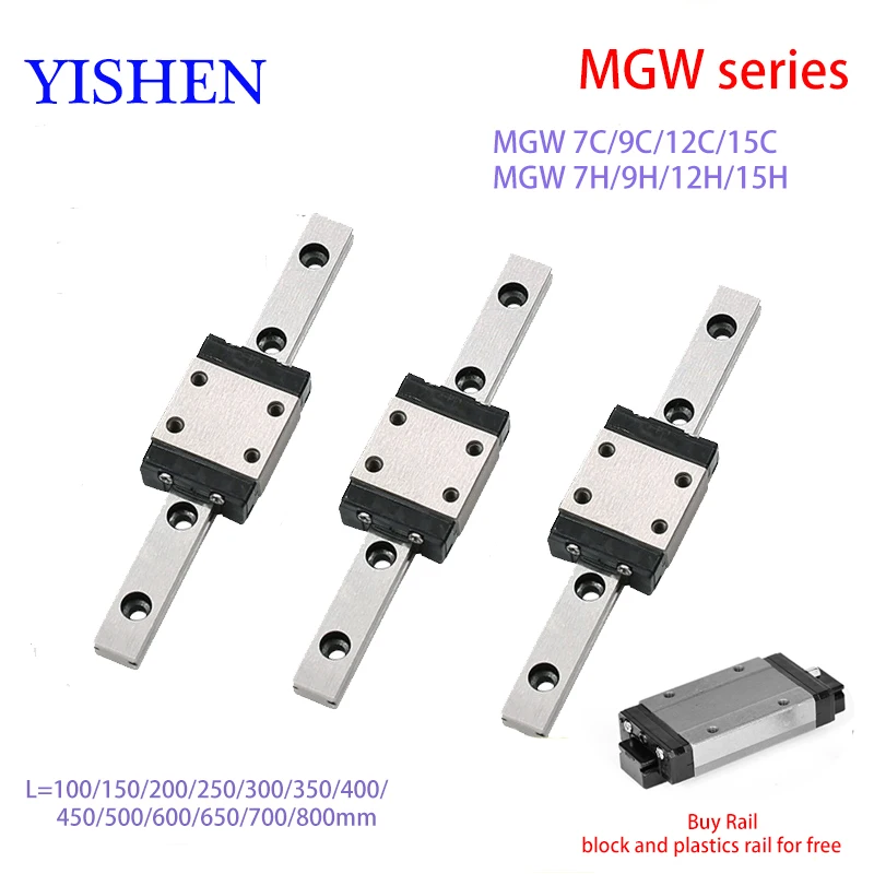 

Linear Rail Slide MGW7 MGW12 MGW9 MGW15 L 100 350 400 450 500 600 800mm Miniature Linear Guide 1pc CNC 3D Printer MGW9H carriage