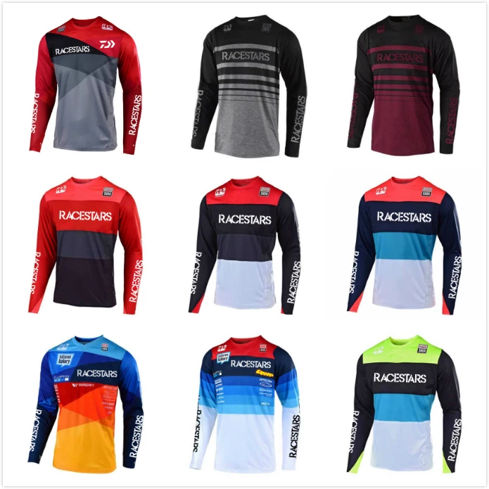 

RACESTARS Motorcycle Jersey Maillot Ciclismo MTB Jersey DH MX Bicycle Cycling Jersey Bike downhill fit STEAMLINE Fast Dry Smooth