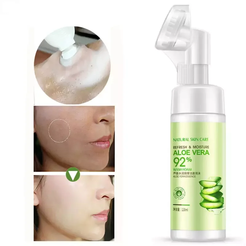 

Aloe Vera 92% Foam Facial Cleanser Shrink Pores Oil Control Moisturizing Acne Blackhead Removal Hydration Cleansing Skin Care