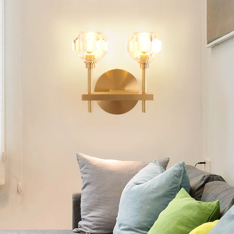 

Роскошный хрустальный настенный светильник, скандинавский простой прикроватный светильник для спальни, коридора, гостиной, фоновая настен...