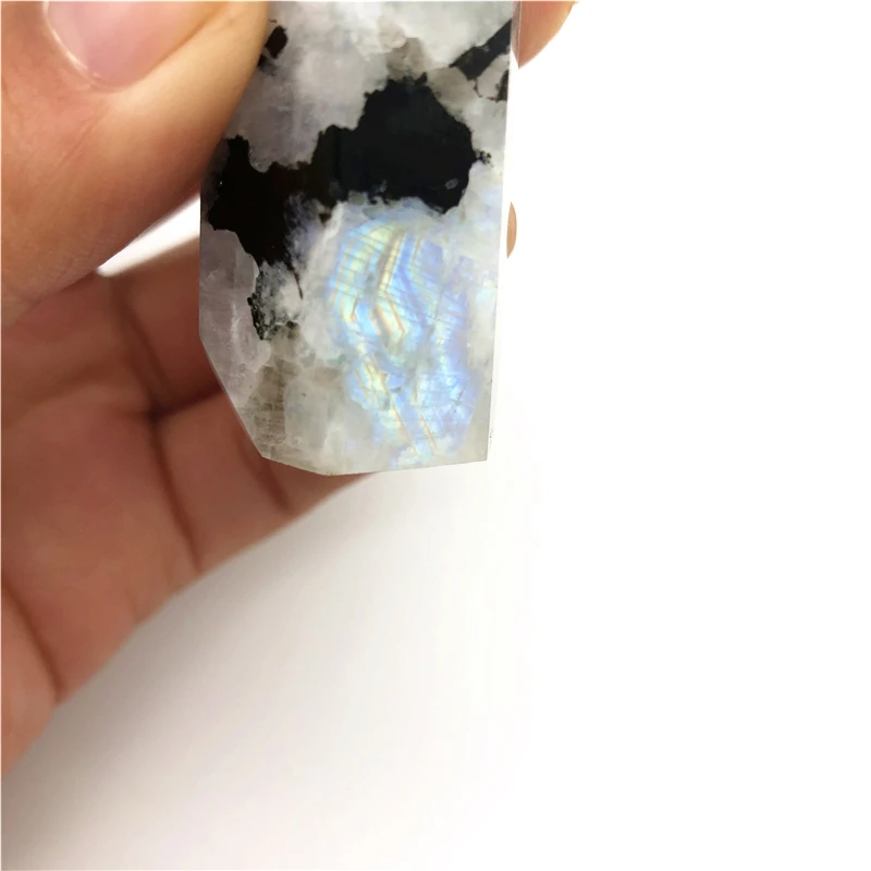 

Drop Shipping 1PC Natural White Moonstone Quartz Obelisk Crystal Wand Point Tower Healing Specimen Natural Stones and Crystals