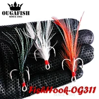 treble fishing hooks 10pcs treble hooks with feather tackle fishing hook stronger carbon steel barbed fishhooks pesca accessary