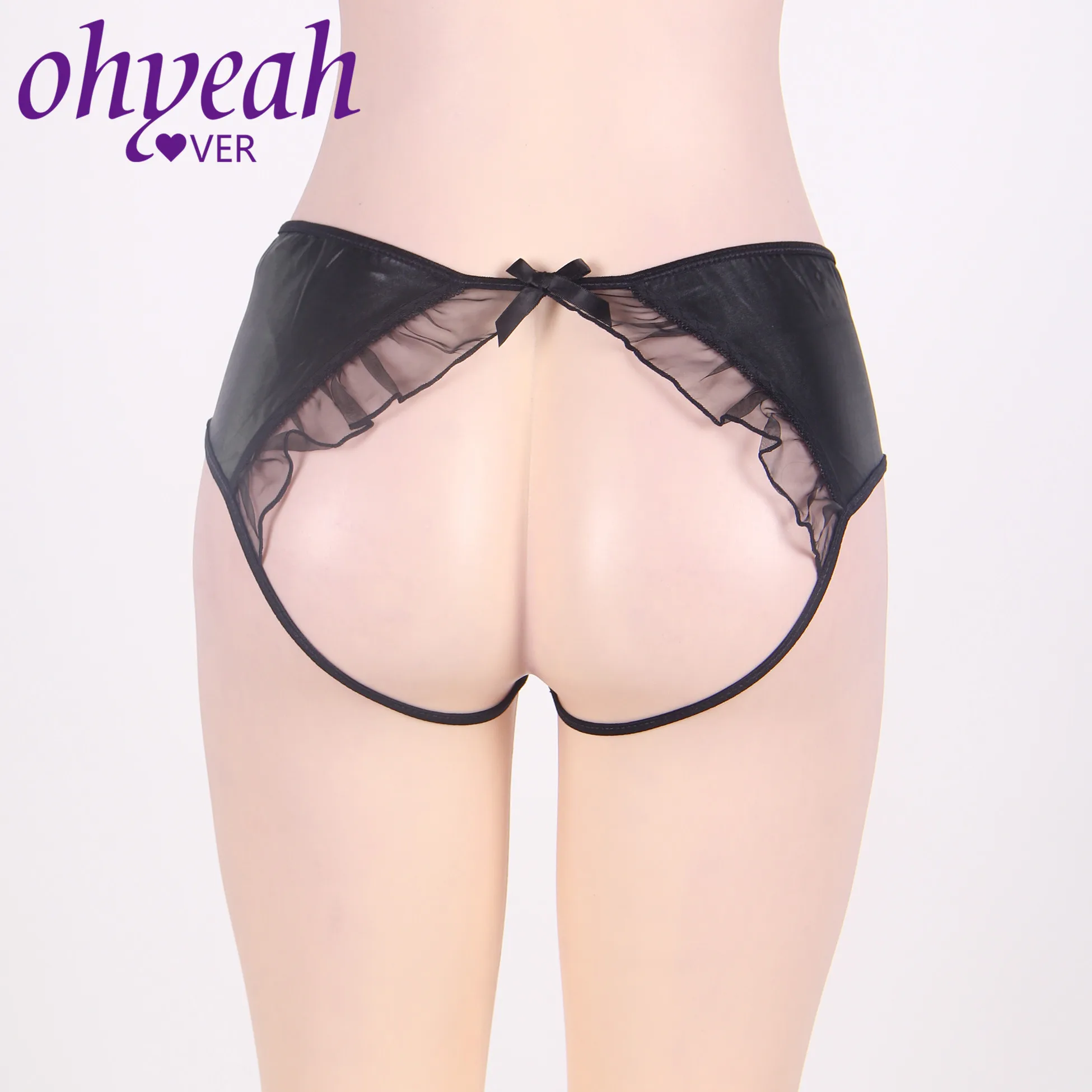 Ohyeahlover M-6XL черные искусственная кожа трусики женское сексуальное нижнее белье с