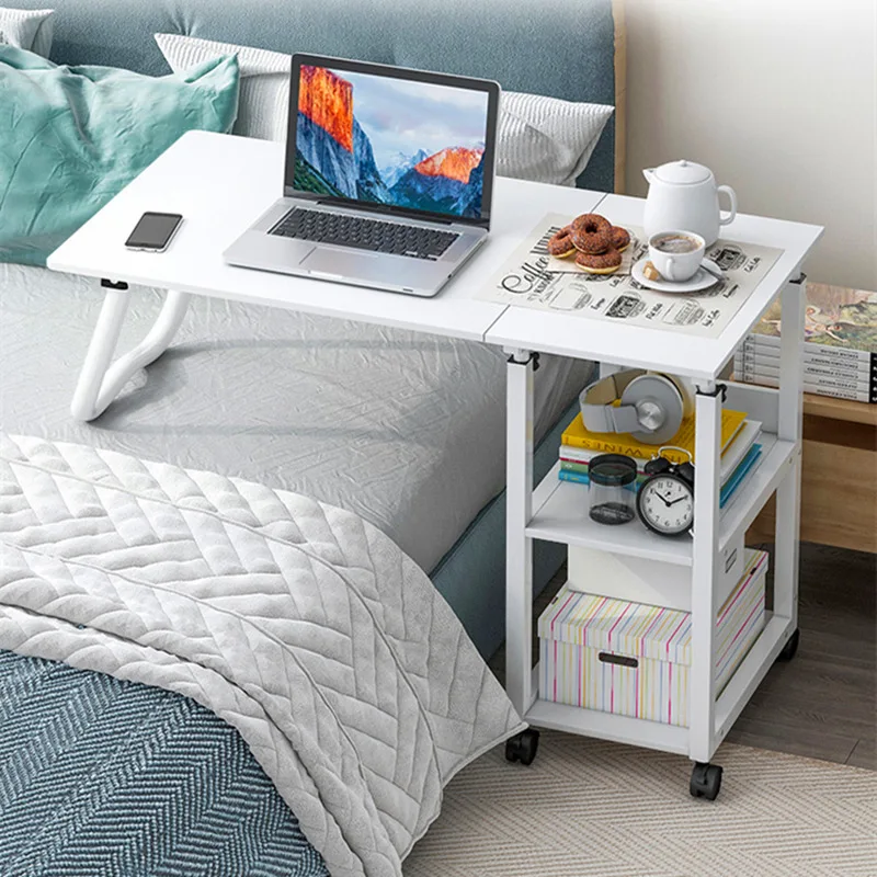 

3 tiers Foldable Laptop Desk Wooden Nightstand Bedside Computer Desk Removable Sofa Side Study Stand Bed Table