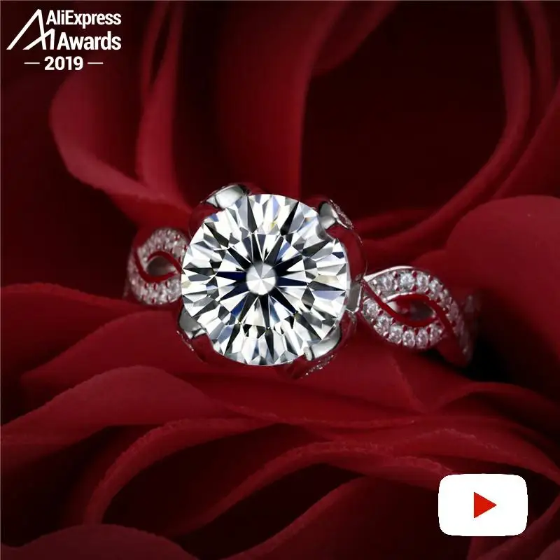 Oh My God So beautiful не поддельные круглые огранки S925 Серебряное кольцо SONA бриллиантовый