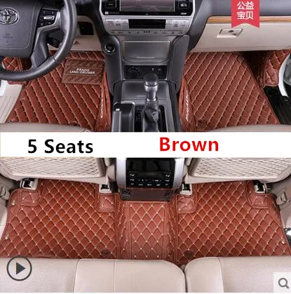 5 Seats Коврики для Toyota LAND CRUISER PRADO 150 2010- 5 и 7 мест ковры для ног автомобильные коврики высокое качество вышивка кожа - Название цвета: 5 Seats