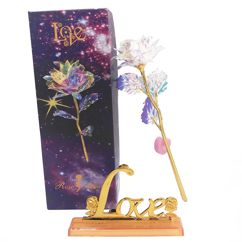 1 шт. имитация вечности 24 к Золотая фольга роза цветок Радуга день Святого