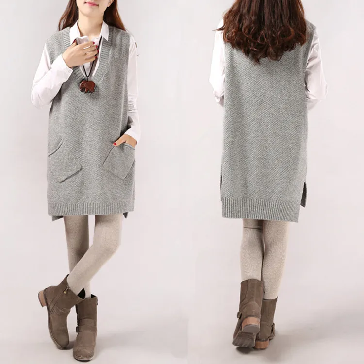 2019 весеннее и осеннее платье новинка Женский вязаный жилет с v-образным вырезом