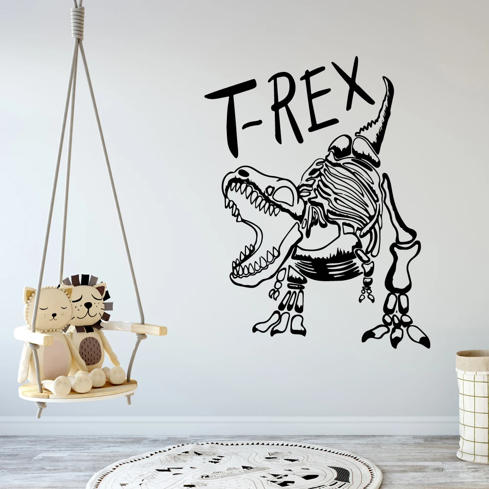Съемные Виниловые Настенные стикеры T-rex в мультяшном стиле украшения для детской