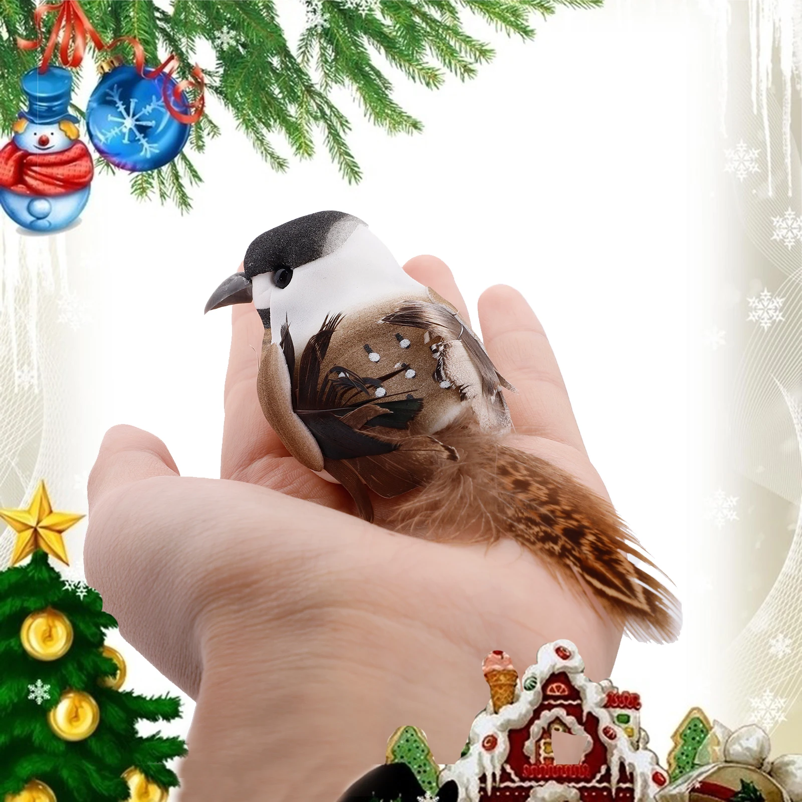 

Artificial Bird Decor Gift Christmas Tree Ornament Cute sparrow Tree Lawn Garden Ornaments Garden Home Decors Kids Present 12pcs