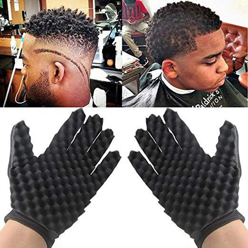 

Barber Shop Men Hair Braider Twist Sponge Gloves African Hair Styling Fork Comb Hair Curls Foam For Salon