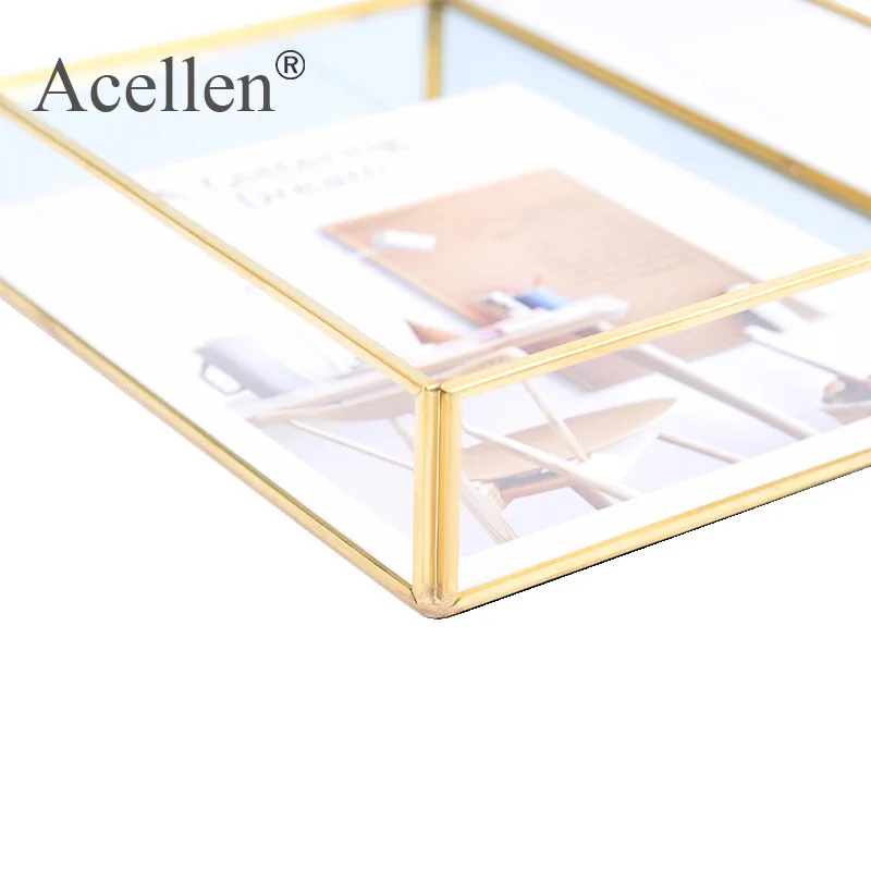 Металлический органайзер для макияжа стеклянный поднос демонстрации ювелирных