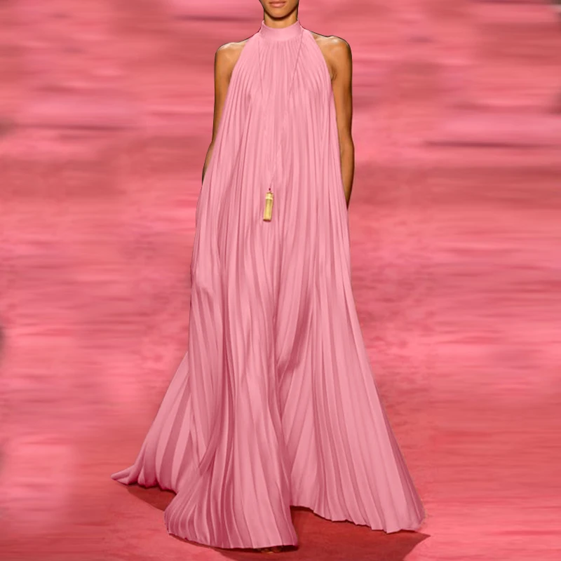 

Sleeveless Dress 2022 VONDA Bohemian Sundress Women Sexy Solid Long Maxi Robes Casual Vestidos Longue Women's Clothing Female