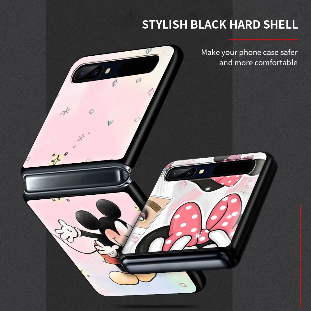 pink minnie cartoon cute shockproof cover for samsung galaxy z flip flip3 5g black phone case shell hard fundas coque capa free global shipping