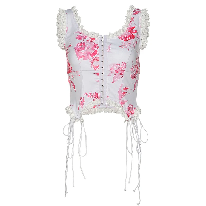 Женская майка с цветочным принтом летняя элегантная повседневная Уличная одежда