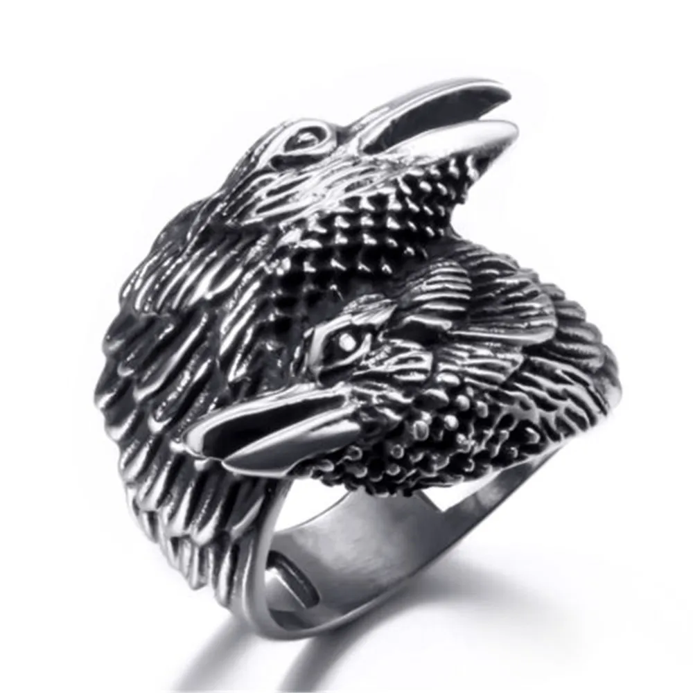 

Viking Crow Ring Nordic Men Stainless Steel Vintage Rings Us Size 7-13