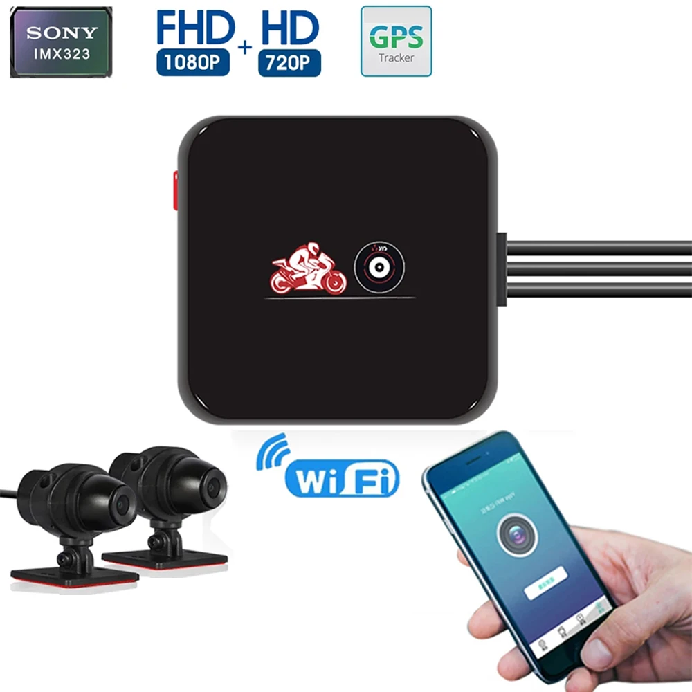 VSYS M6L P6L Full HD 1080P + 720P Wi Fi Видеорегистраторы для мотоциклов Dash Cam спереди и вид сзади