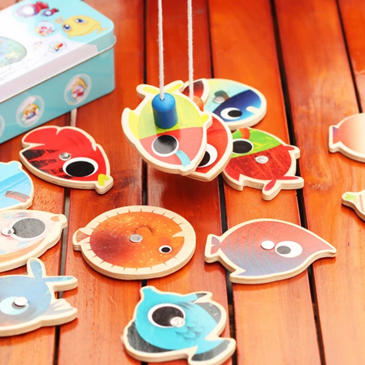 Детская деревянная игрушка-палочка магнитные игрушки рыболовная игра жестяная