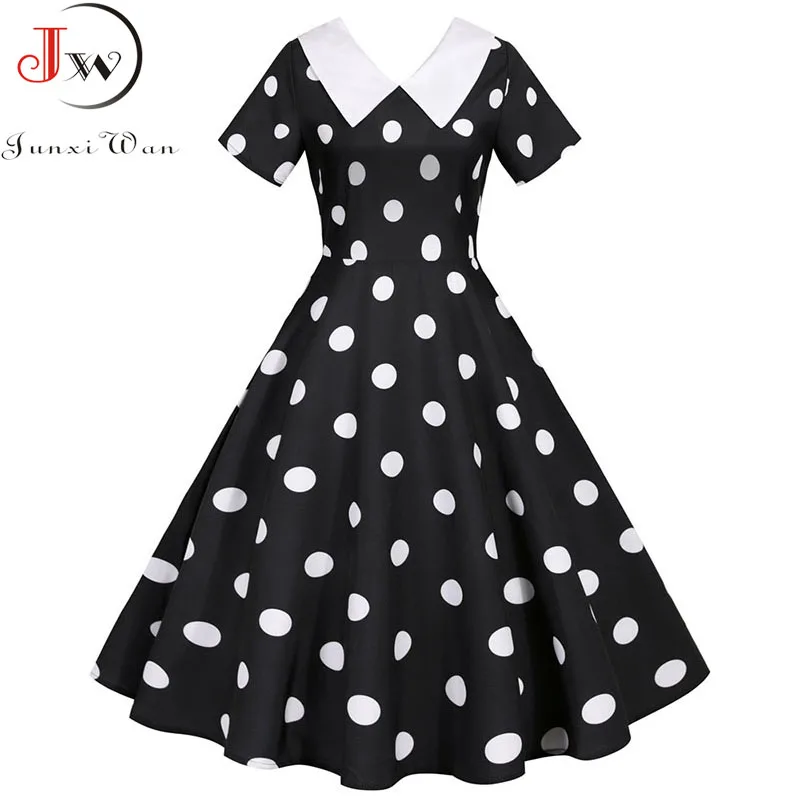 2022 женское летнее платье в черный горошек короткий рукав воротник Питер Пэн