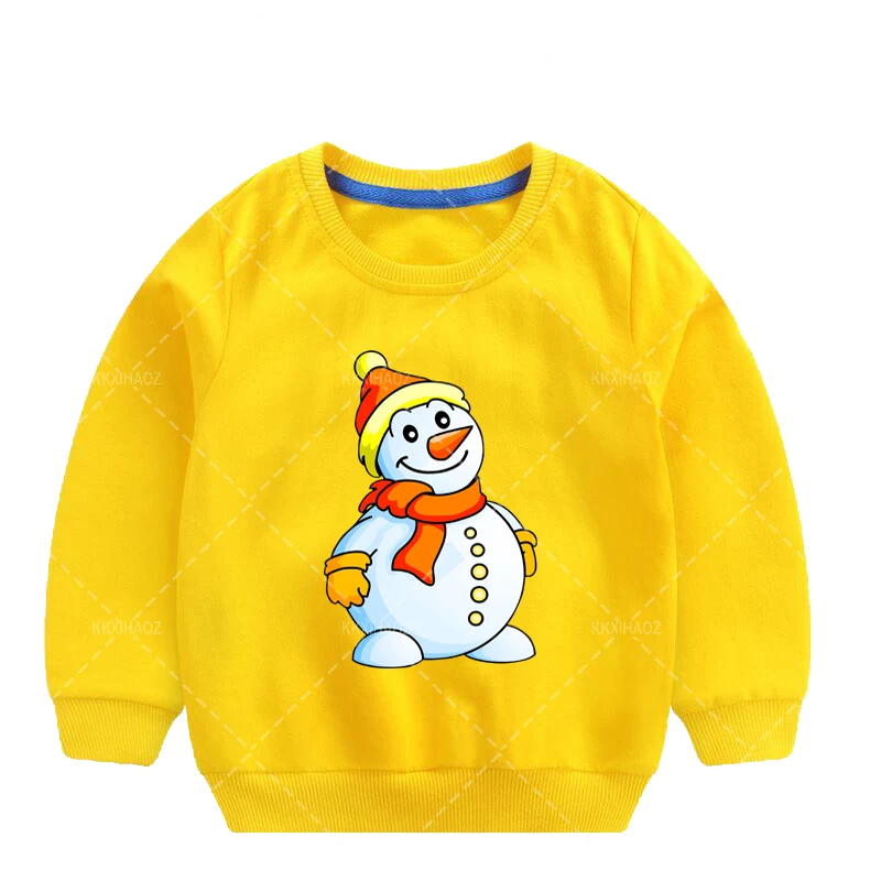 

Winter Christmas Terry Cotton Sweater Family Matching Clothes Xmas New Year Snowman Print Children Hoodies Sweatshirts