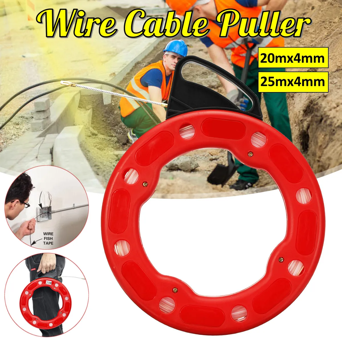 

20/25M 4mm Cable Puller Electric Cable Wire Puller Electrical Tool Tape Guide Device Push Duct Snake Rodder Fish