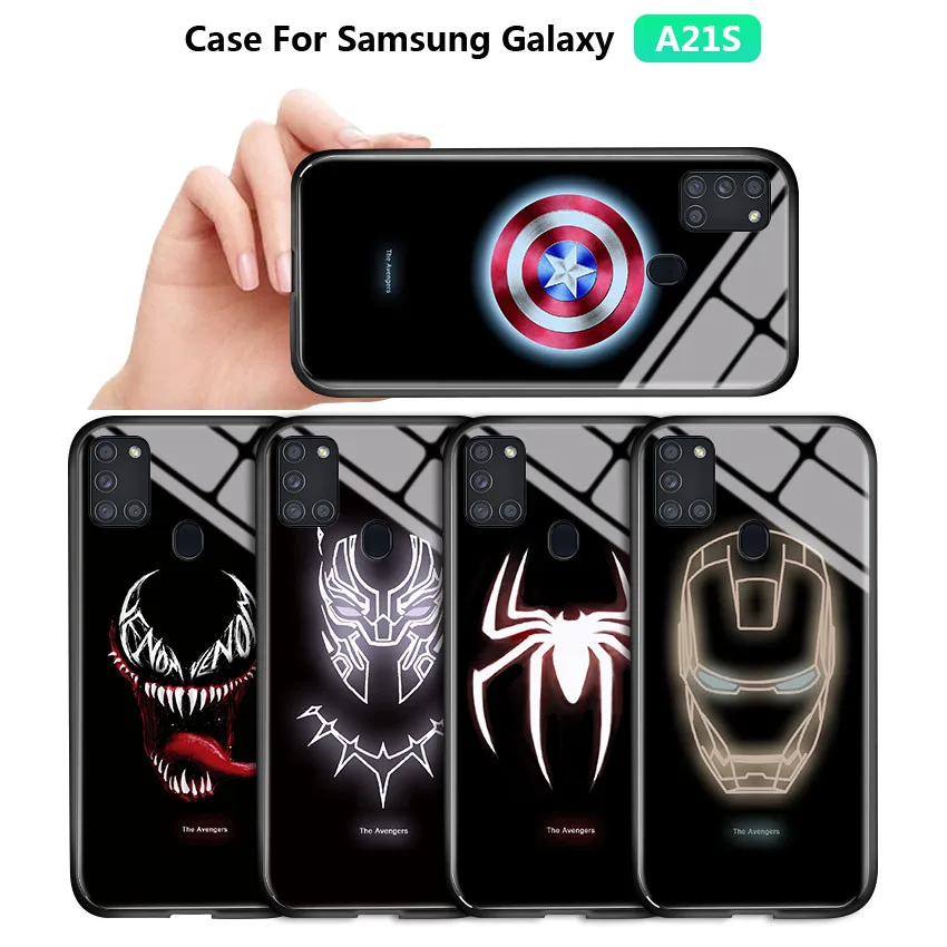 Светящийся чехол Мстители для Samsung Galaxy A21S A11 M11 A31 A51 A71 светящийся в темноте
