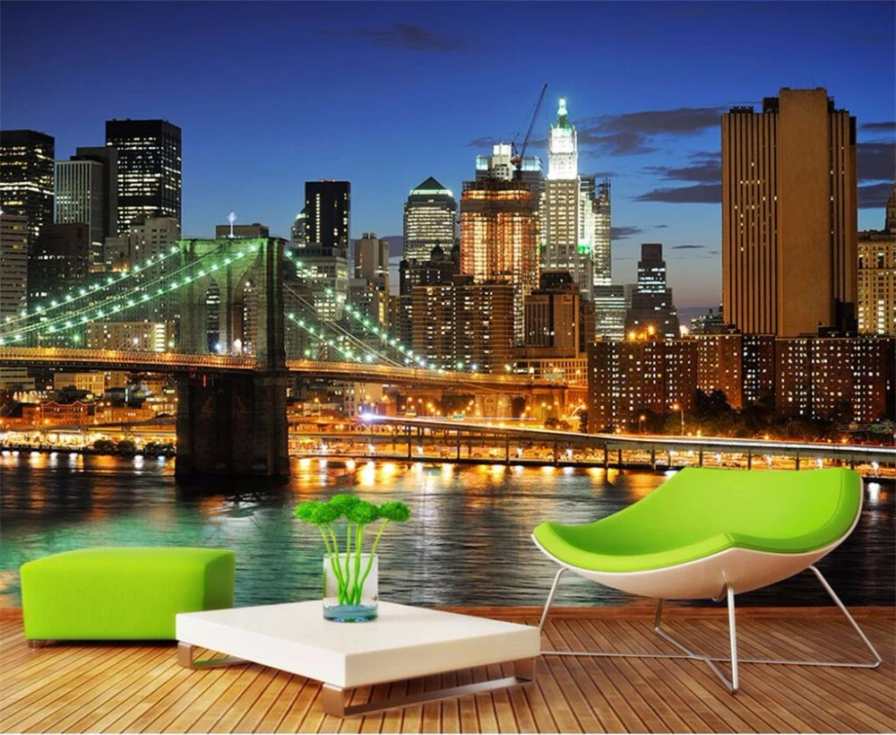 Большой заказ обои городской пейзаж ТВ фон гостиной спальни стены украшения дома