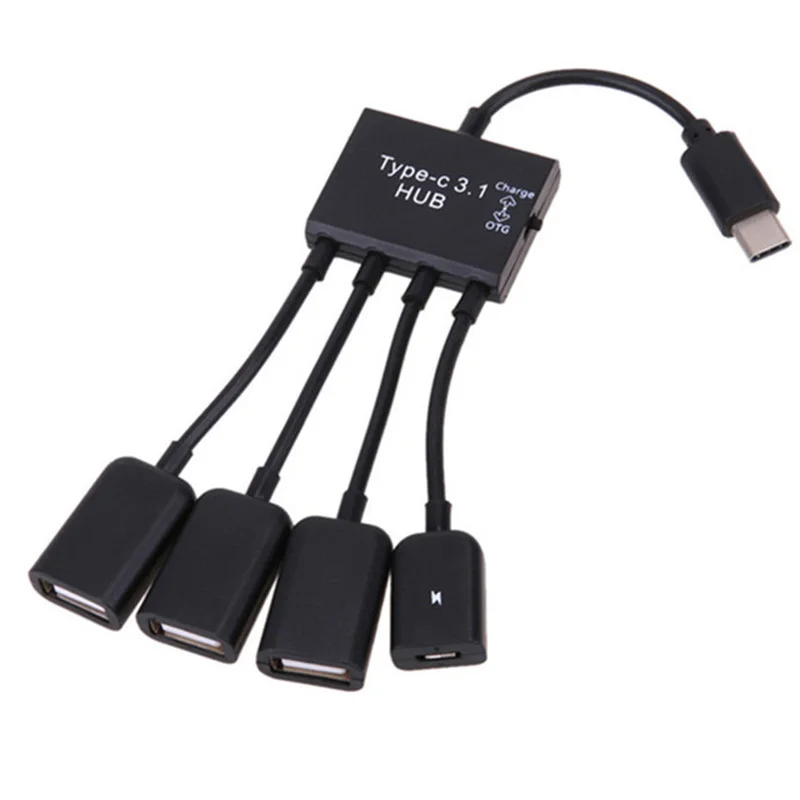4 в 1 тип-c до 3 портов usb-концентратор, адаптер с микро OTG зарядным портом type C USB сплиттер аксессуары для компьютера телефона планшета