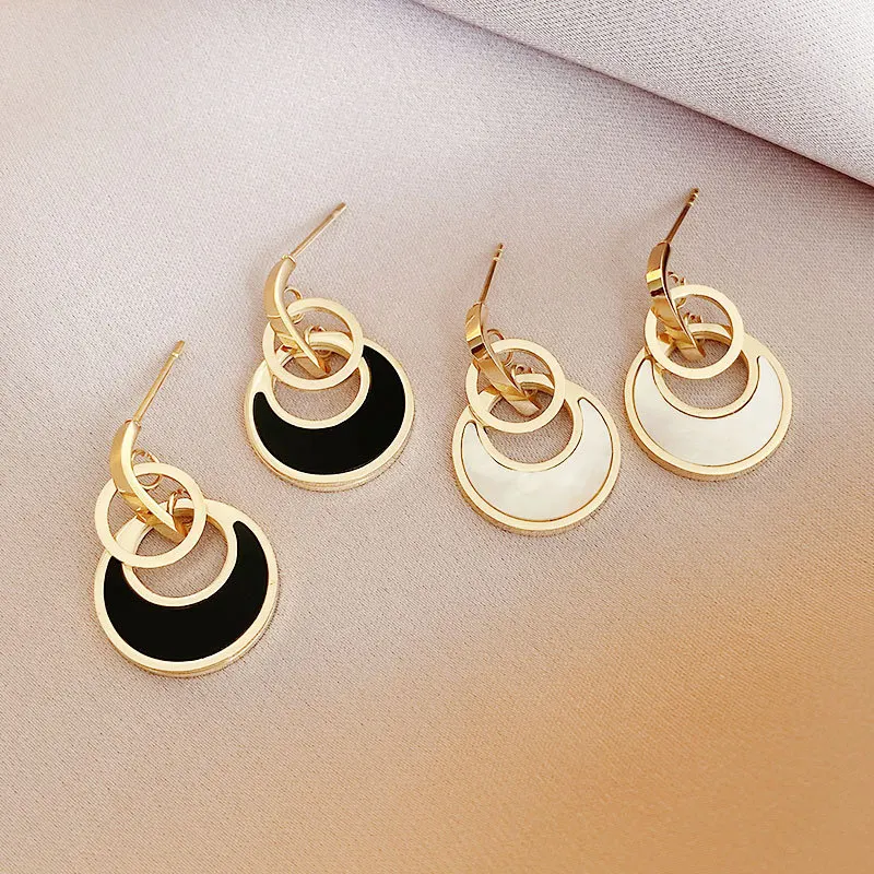 

XIYANIKE 316L Stainless Steel New Punk Hip Hop Enamel Circle Drop Earrings Trend For Women Gift Party Fashion Jewelry Wholesale