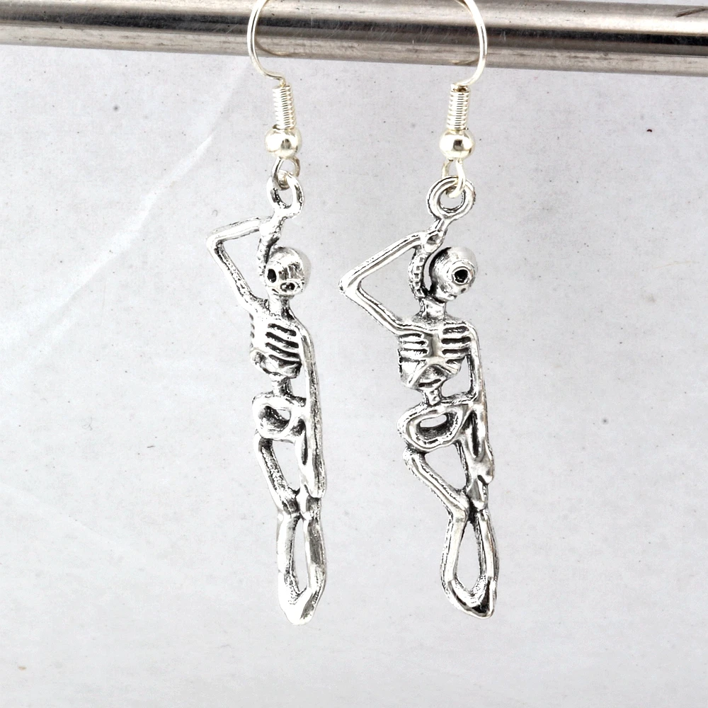 Винтажные серьги-подвески в виде черепа со скелетом 20 пар | Украшения и