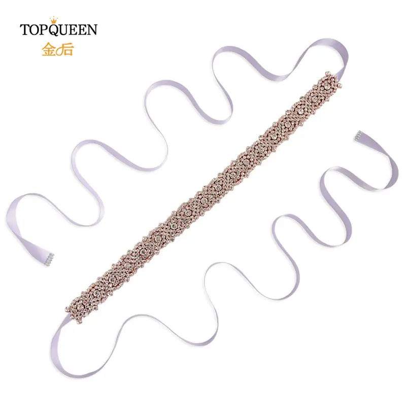 TOPQUEEN S28B-RG розовое золото свадебный пояс Стразы пояс для свадебных платьев пояс с бисером ручной работы пояс подруги невесты и пояса - Цвет: lavender