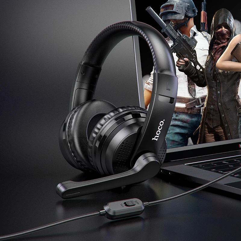 hoco professional wired gaming headphone bass stereo 3 5mm wired headset for ps4 pc laptop over ear earphones with hd microphone free global shipping