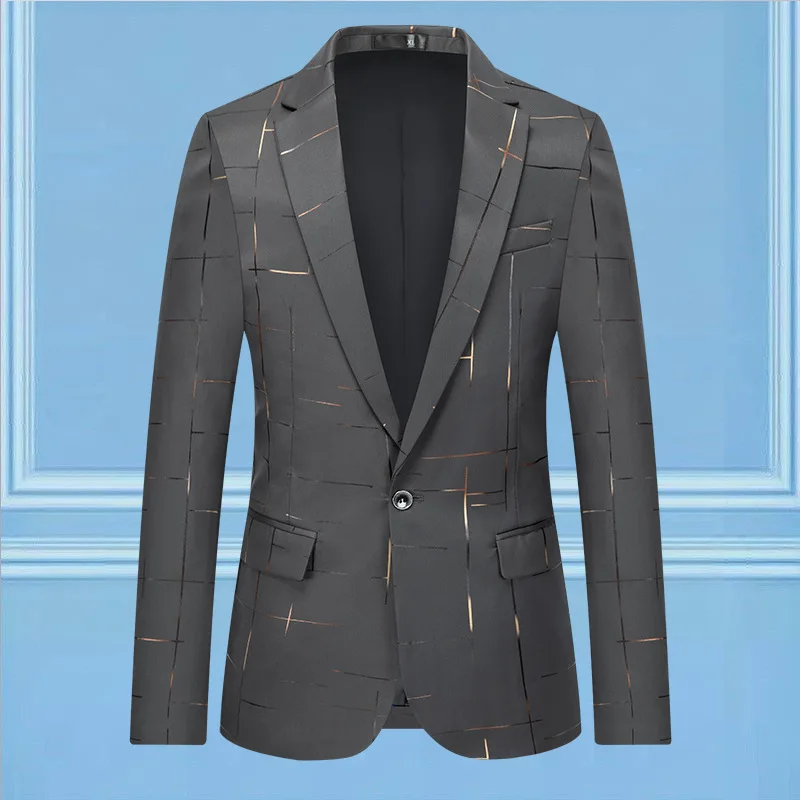 

2022 Men's Autumn New Plaid Bronzing blazer Youth Fashion Casual Slim blazers