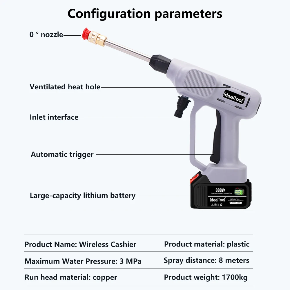 Продажа Беспроводной моечный пистолет высокого давления для мойки автомобиля, портативный аппарат для мойки высокого давления с пластиковой короб...