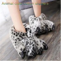 furry slides for women winter creative bear paw tiger claw animal paw all inclusive cotton slippers with lovers fur slides