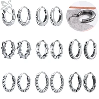 zs stainless steel punk rock ear hoop earrings for women men hip hop round earrings gothic ear piercing jewelry accessories