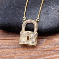 aibef hot sale fashion lock pendant iced out cubic zircon necklace unisex goldwhite color vintage jewelry charm gifts wholesale