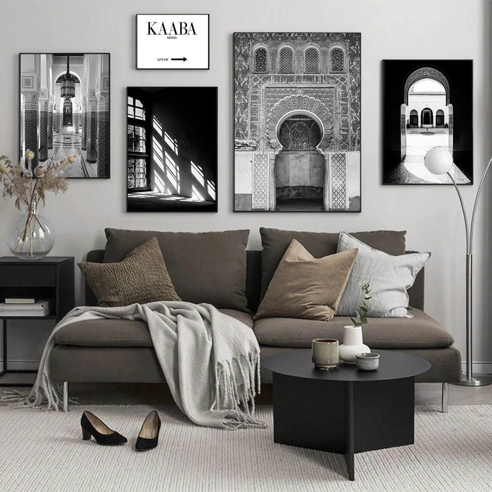 

Modern Nordic Morocco Door Vintage Posters World Black Architecture Art Pictures Printed Living Room Canvas Painting Home Decor