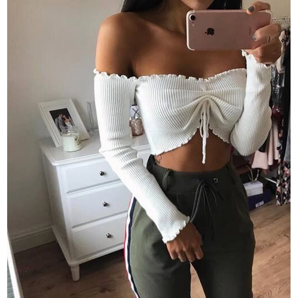

Summer New Fashion Sexy Women's White Word Collar Long Sleeve Lotus Leaf Edge Tie Jacket