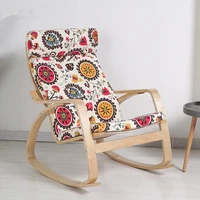 comfortable relax rocking chair gliders lounger fabric cushion seat living room furniture modern adult rocking armchair wooden