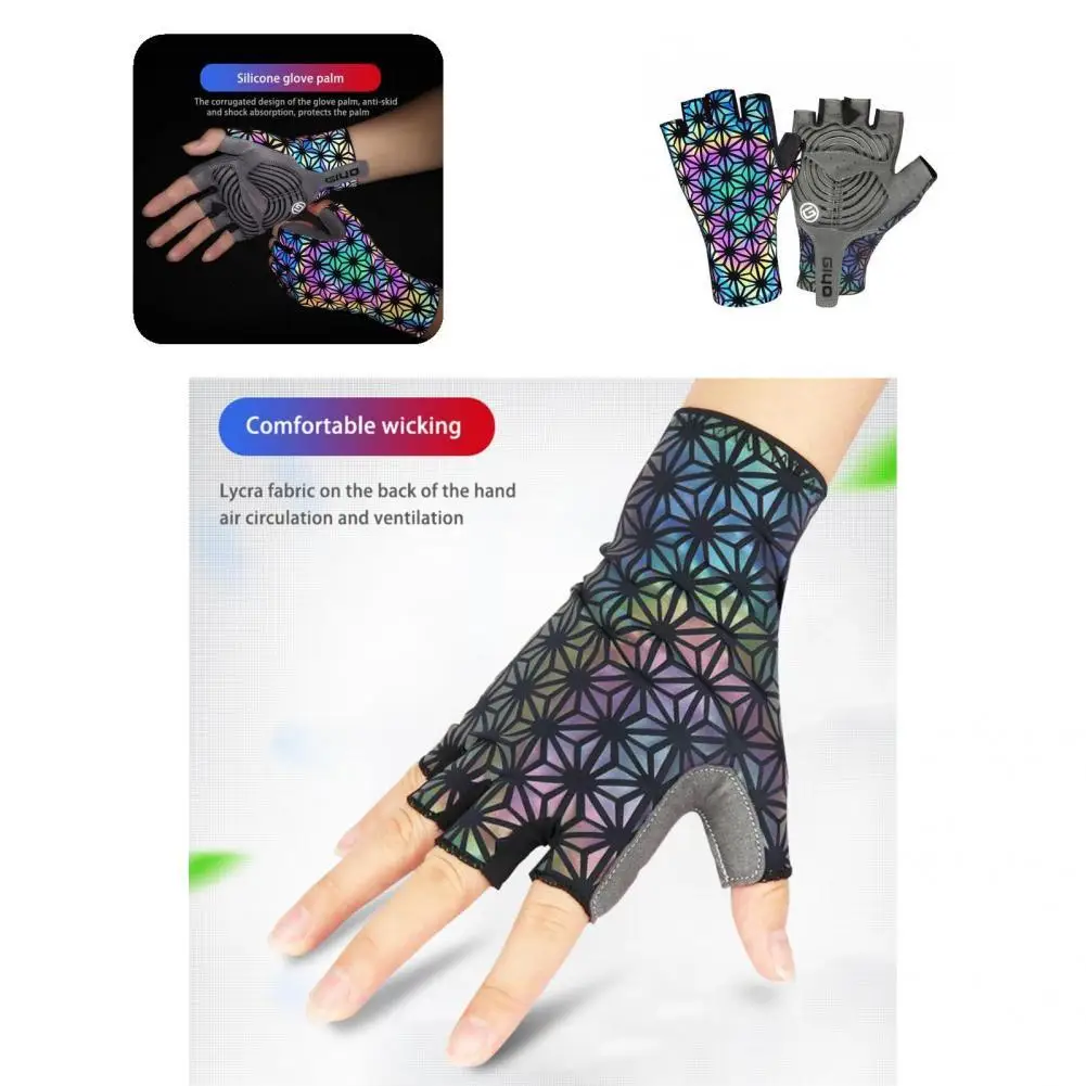 

Anti-skidding Hands Protection Dazzle Road Bicyle Half Gloves for Winter