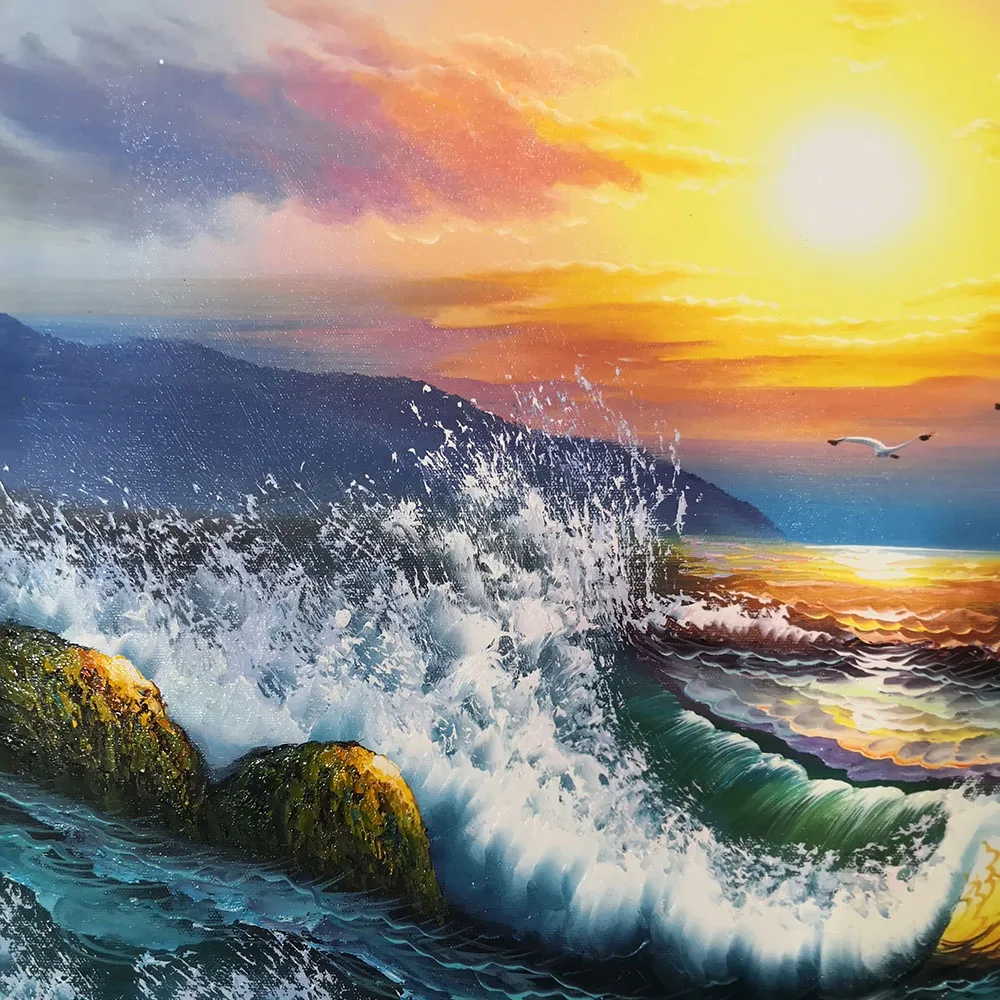 

Ocean Waves Sun Sea View handpaint oil on canvas for home decoration