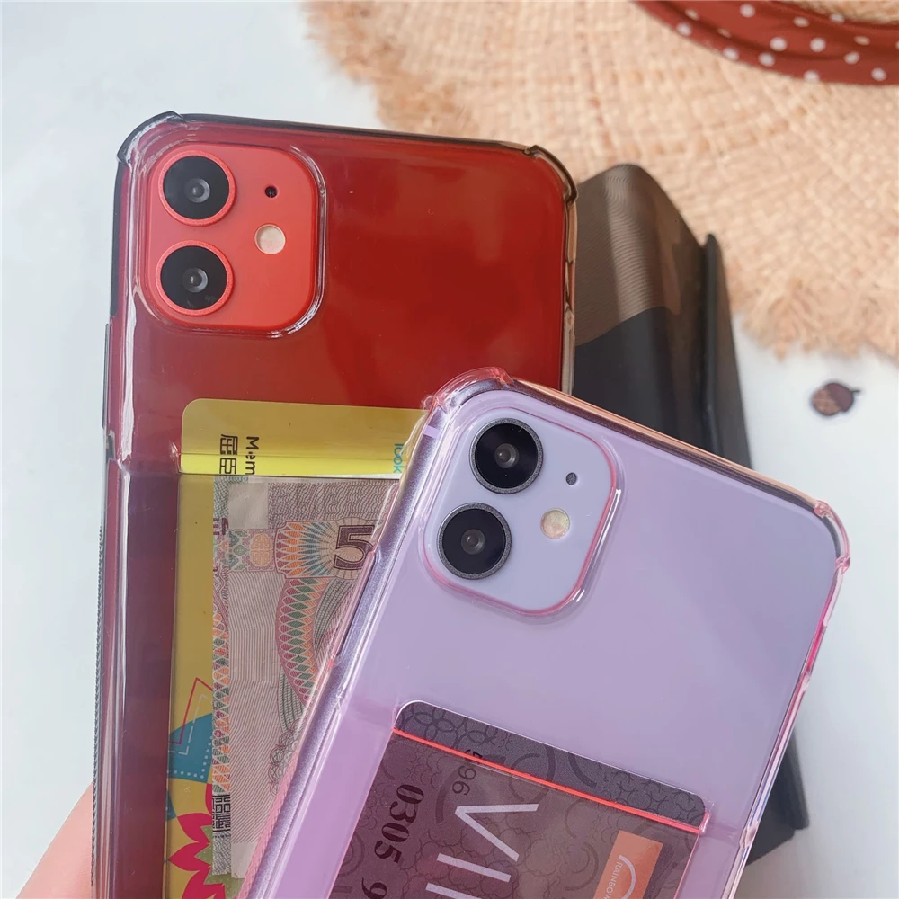 Прозрачный чехол с подушкой безопасности отделением для кредитных карт телефона