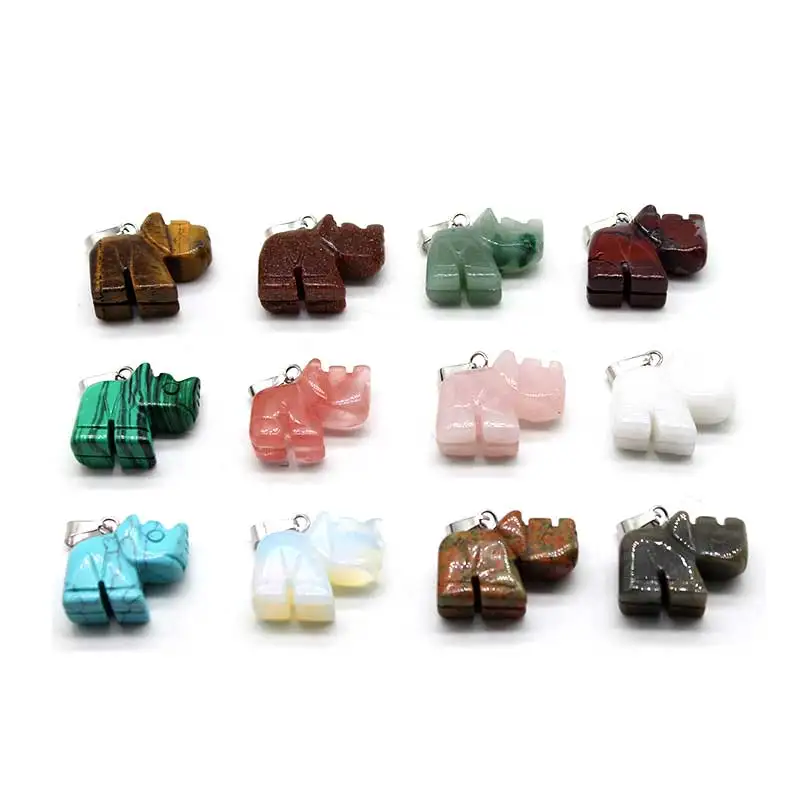 

Wholesale 12Pcs/lot Natural Semi-precious Stone Animals Charms Pendulums For Jewelry Necklace Carving Rhino Chakra Pendants