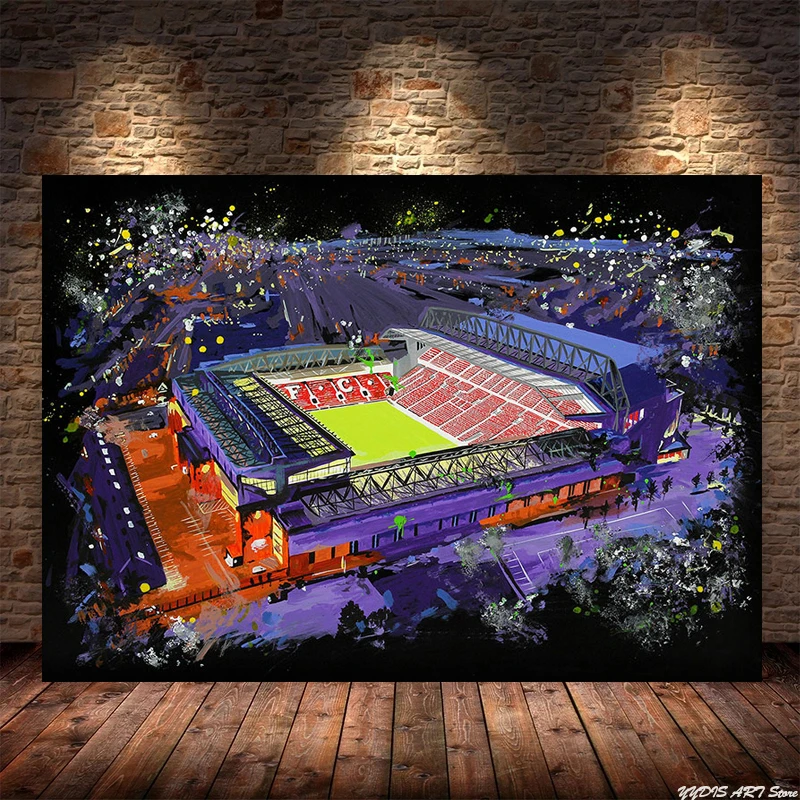 

Graffiti Football Stadium Poster Print Anfield at Nigh Pop Art Canvas Painting Street Wall Picture Living Room Home Decoration