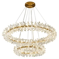 chandelier crystals luxury ring decoration golden hanging lamp for dining living room crystal corridor pendant light led 220v