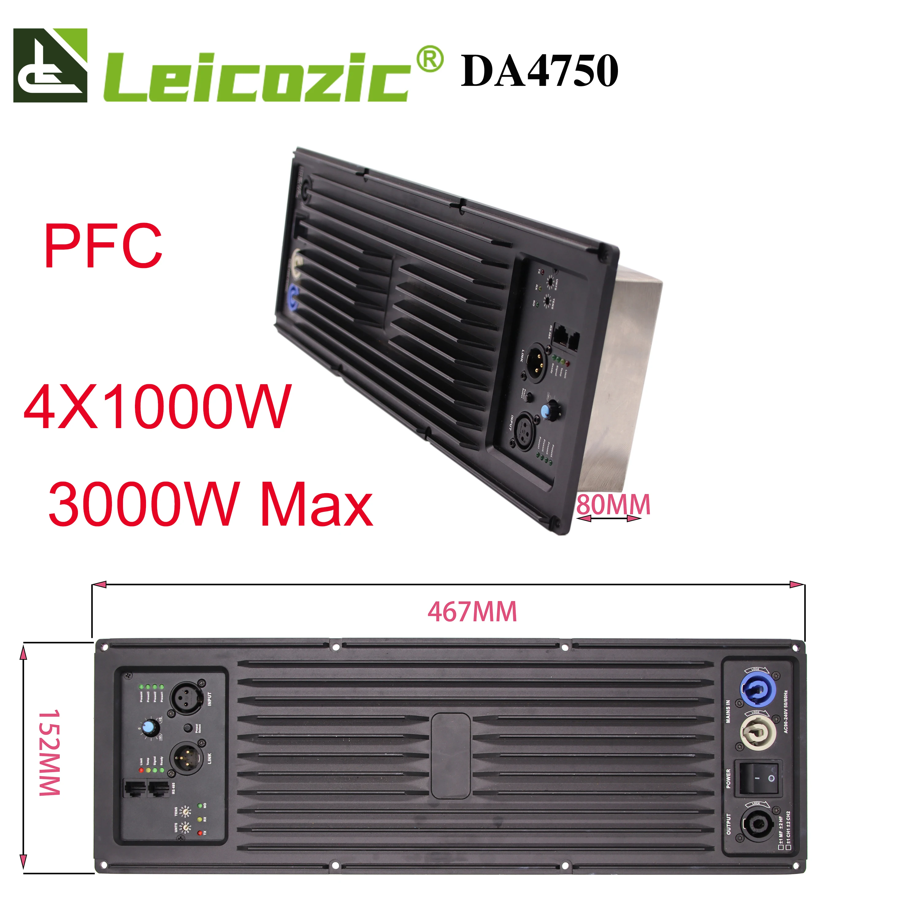 

Leicozic цифровой модуль усилителя 1000 Вт x 4 Канальные усилители класса D усилитель 3000 Вт PFC для сабвуфер доска/завод деталя линейного массива Дин...