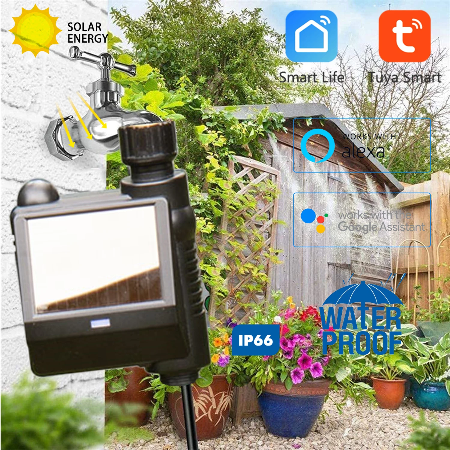 Alexa Google akıllı vana kablosuz sulama zamanlayıcı ağ geçidi Tuya güneş WiFi su vanası ev bahçe sulama yağmurlama sistemi